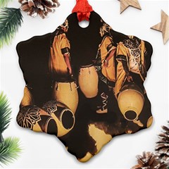 Candombe Drummers Warming Drums Snowflake Ornament (two Sides) by dflcprintsclothing