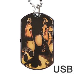 Candombe Drummers Warming Drums Dog Tag Usb Flash (two Sides) by dflcprintsclothing