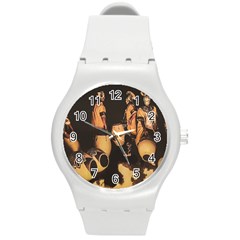 Candombe Drummers Warming Drums Round Plastic Sport Watch (m) by dflcprintsclothing