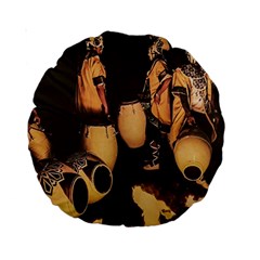 Candombe Drummers Warming Drums Standard 15  Premium Round Cushions by dflcprintsclothing