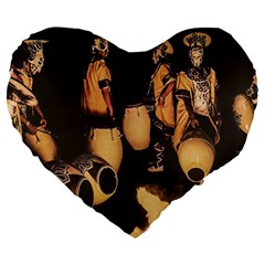 Candombe Drummers Warming Drums Large 19  Premium Heart Shape Cushions by dflcprintsclothing