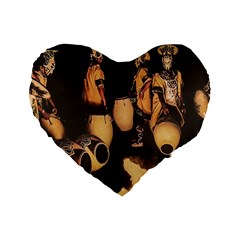 Candombe Drummers Warming Drums Standard 16  Premium Flano Heart Shape Cushions by dflcprintsclothing