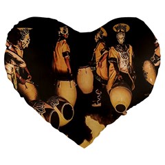 Candombe Drummers Warming Drums Large 19  Premium Flano Heart Shape Cushions by dflcprintsclothing