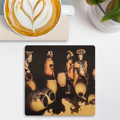 Candombe Drummers Warming Drums Uv Print Square Tile Coaster  by dflcprintsclothing