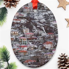 Metsovo Aerial Cityscape, Greece Ornament (oval) by dflcprintsclothing