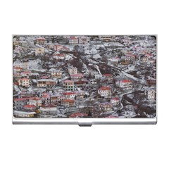 Metsovo Aerial Cityscape, Greece Business Card Holder by dflcprintsclothing