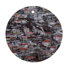 Metsovo Aerial Cityscape, Greece Round Ornament (two Sides) by dflcprintsclothing