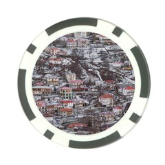 Metsovo Aerial Cityscape, Greece Poker Chip Card Guard by dflcprintsclothing