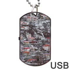 Metsovo Aerial Cityscape, Greece Dog Tag Usb Flash (one Side) by dflcprintsclothing