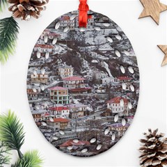 Metsovo Aerial Cityscape, Greece Oval Filigree Ornament (two Sides) by dflcprintsclothing