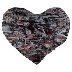 Metsovo Aerial Cityscape, Greece Large 19  Premium Flano Heart Shape Cushions by dflcprintsclothing