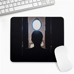 Woman Watching Window High Contrast Scene 2 Large Mousepads by dflcprintsclothing