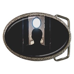 Woman Watching Window High Contrast Scene 2 Belt Buckles