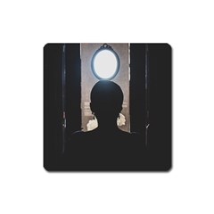 Woman Watching Window High Contrast Scene 2 Square Magnet by dflcprintsclothing