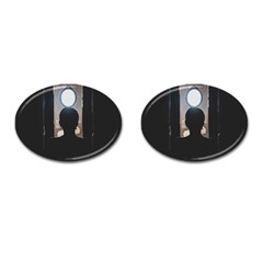 Woman Watching Window High Contrast Scene 2 Cufflinks (oval) by dflcprintsclothing