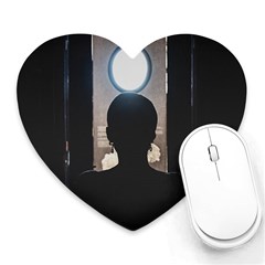 Woman Watching Window High Contrast Scene 2 Heart Mousepads by dflcprintsclothing