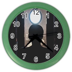 Woman Watching Window High Contrast Scene 2 Color Wall Clock by dflcprintsclothing