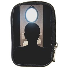 Woman Watching Window High Contrast Scene 2 Compact Camera Leather Case by dflcprintsclothing