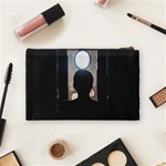 Woman Watching Window High Contrast Scene 2 Cosmetic Bag (Medium) Back