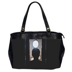 Woman Watching Window High Contrast Scene 2 Oversize Office Handbag (2 Sides) by dflcprintsclothing