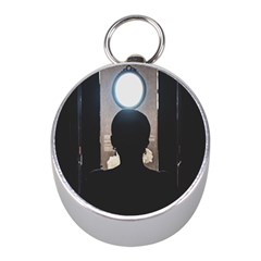 Woman Watching Window High Contrast Scene 2 Mini Silver Compasses by dflcprintsclothing