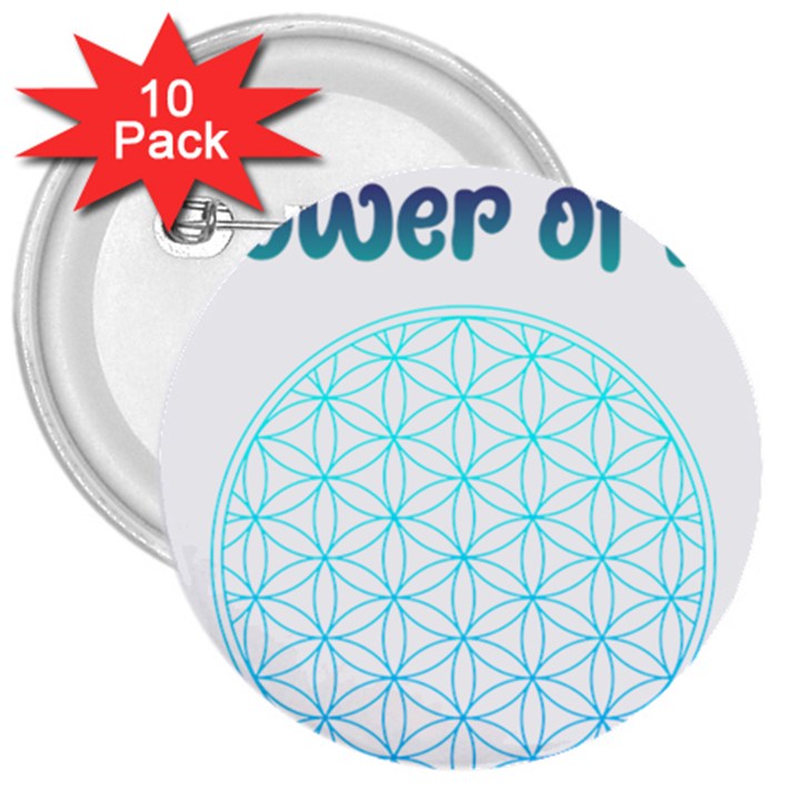 Flower Of Life  3  Buttons (10 pack) 