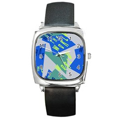 Abstract Pattern Geometric Backgrounds   Square Metal Watch by Eskimos