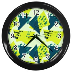 Abstract Pattern Geometric Backgrounds   Wall Clock (black) by Eskimos