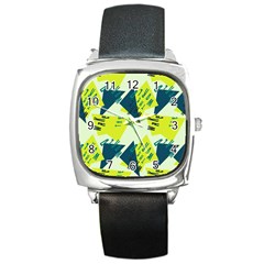 Abstract Pattern Geometric Backgrounds   Square Metal Watch by Eskimos