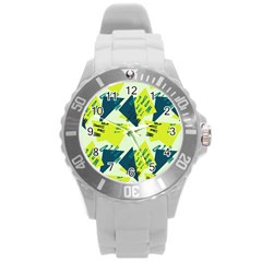 Abstract Pattern Geometric Backgrounds   Round Plastic Sport Watch (l)