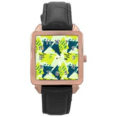 Abstract Pattern Geometric Backgrounds   Rose Gold Leather Watch  by Eskimos