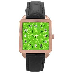 Abstract Pattern Geometric Backgrounds   Rose Gold Leather Watch  by Eskimos