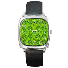 Abstract Pattern Geometric Backgrounds   Square Metal Watch by Eskimos