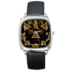 Abstract Pattern Geometric Backgrounds   Square Metal Watch by Eskimos