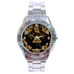 Abstract Pattern Geometric Backgrounds   Stainless Steel Analogue Watch by Eskimos