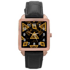 Abstract Pattern Geometric Backgrounds   Rose Gold Leather Watch  by Eskimos