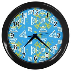 Abstract Pattern Geometric Backgrounds   Wall Clock (black) by Eskimos