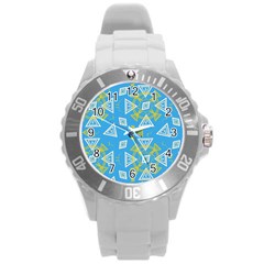 Abstract Pattern Geometric Backgrounds   Round Plastic Sport Watch (l) by Eskimos