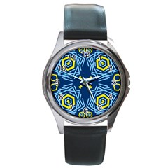 Abstract Pattern Geometric Backgrounds   Round Metal Watch by Eskimos