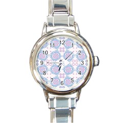 Abstract Pattern Geometric Backgrounds   Round Italian Charm Watch by Eskimos