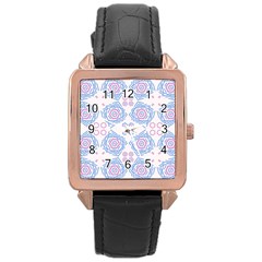 Abstract Pattern Geometric Backgrounds   Rose Gold Leather Watch  by Eskimos