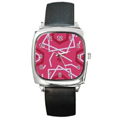 Abstract Pattern Geometric Backgrounds   Square Metal Watch by Eskimos