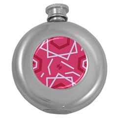 Abstract Pattern Geometric Backgrounds   Round Hip Flask (5 Oz) by Eskimos