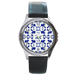 Abstract Pattern Geometric Backgrounds   Round Metal Watch by Eskimos