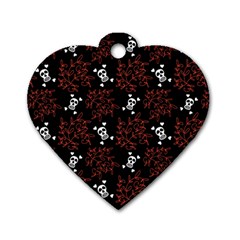 Red Skulls Dog Tag Heart (two Sides) by Sparkle