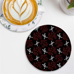 Red Skulls Uv Print Round Tile Coaster by Sparkle