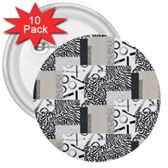 Abstract Pattern 3  Buttons (10 Pack)  by Sparkle