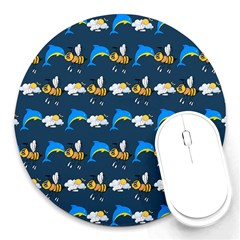 Dolphins Bees Pattern Round Mousepads by Sparkle