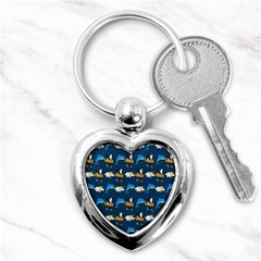 Dolphins Bees Pattern Key Chain (heart) by Sparkle