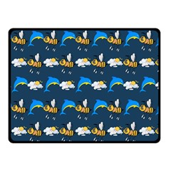 Dolphins Bees Pattern Double Sided Fleece Blanket (small) 